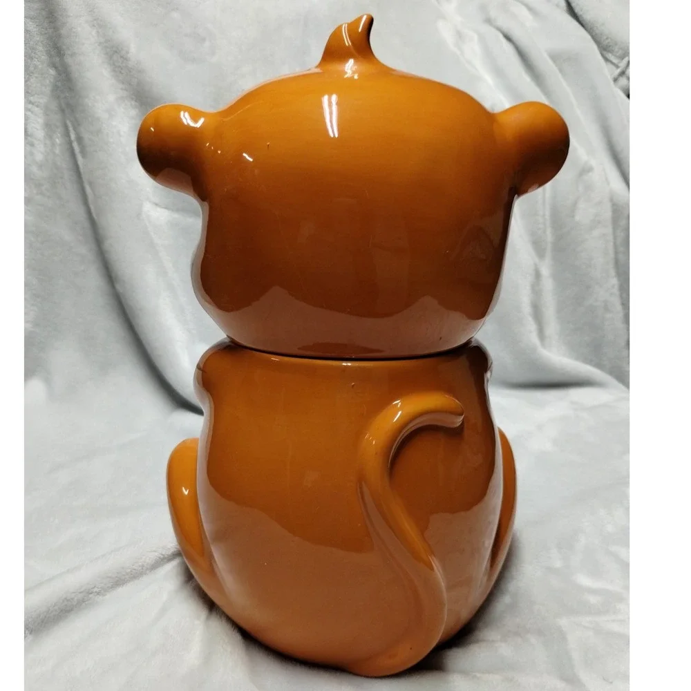 Target Home Orange Monkey Ceramic Cookie Jar Canister 2009 Glossy Kitsch 10 Inch